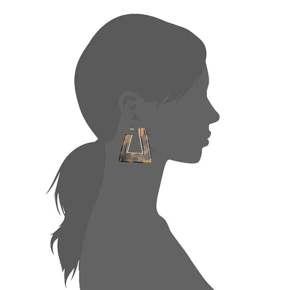 Rebecca Minkoff Triangular Tortoise Resin Drop Earrings $48 Tags #RM332 - Picture 5 of 5